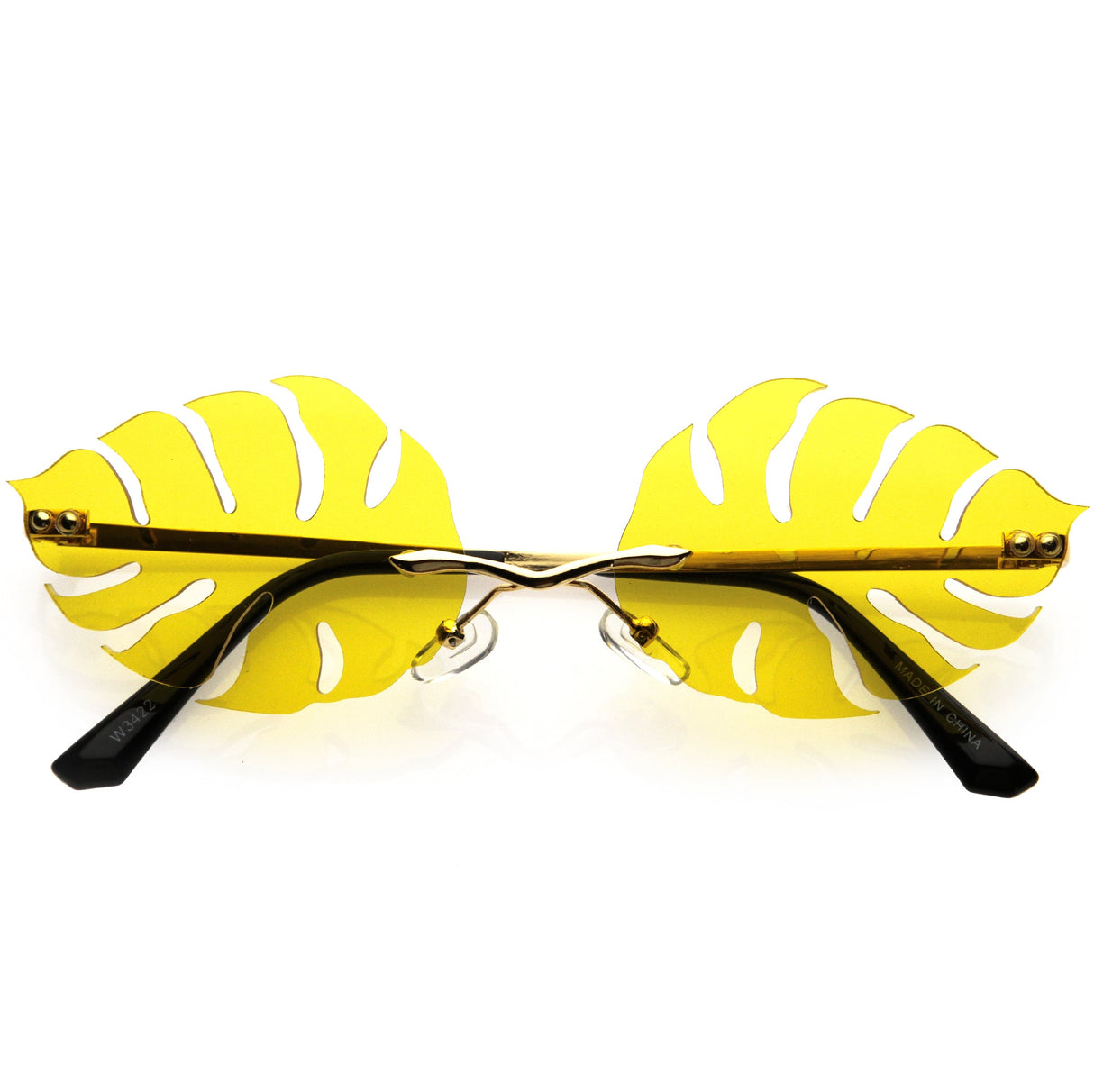 Tropical Palm Leaf Shape Cut-Out Rimless Color Tinted Leaves Sunglasses D075 from zeroUV