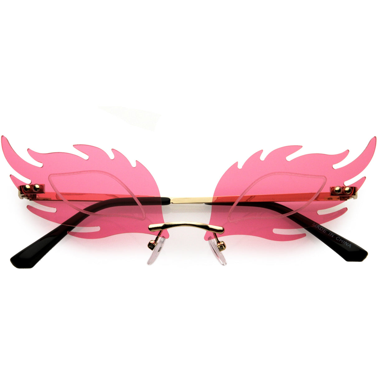 Aesthetically Elegant Fire Bevelled Masquerade Detail Flame Shaped Sunglasses D076 from zeroUV