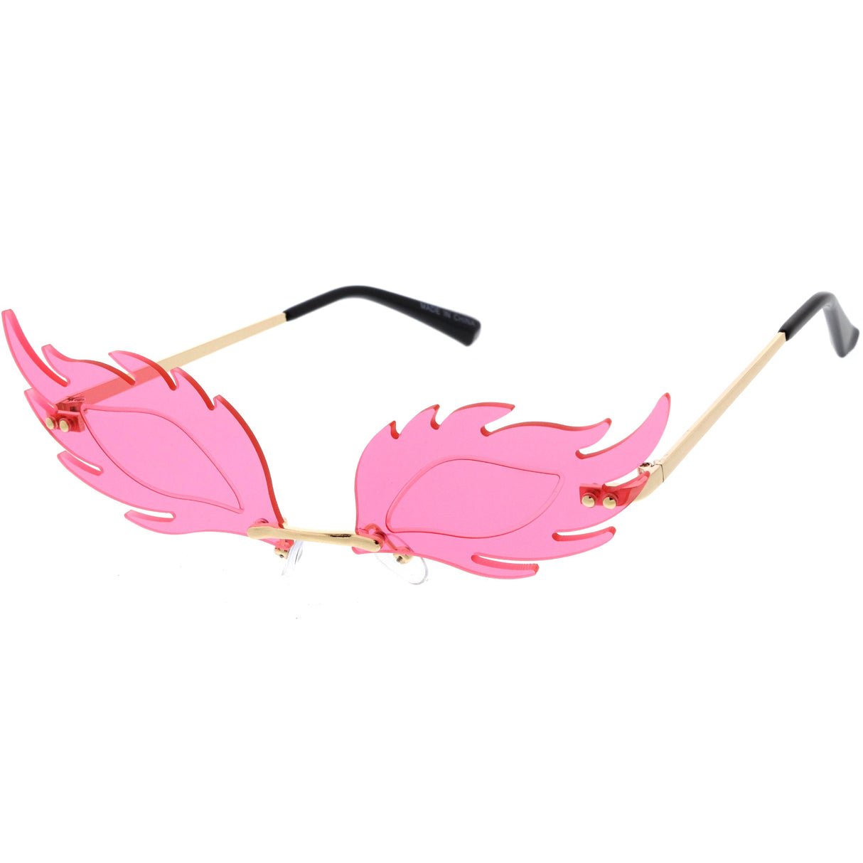 Aesthetically Elegant Fire Bevelled Masquerade Detail Flame Shaped Sunglasses D076 from zeroUV