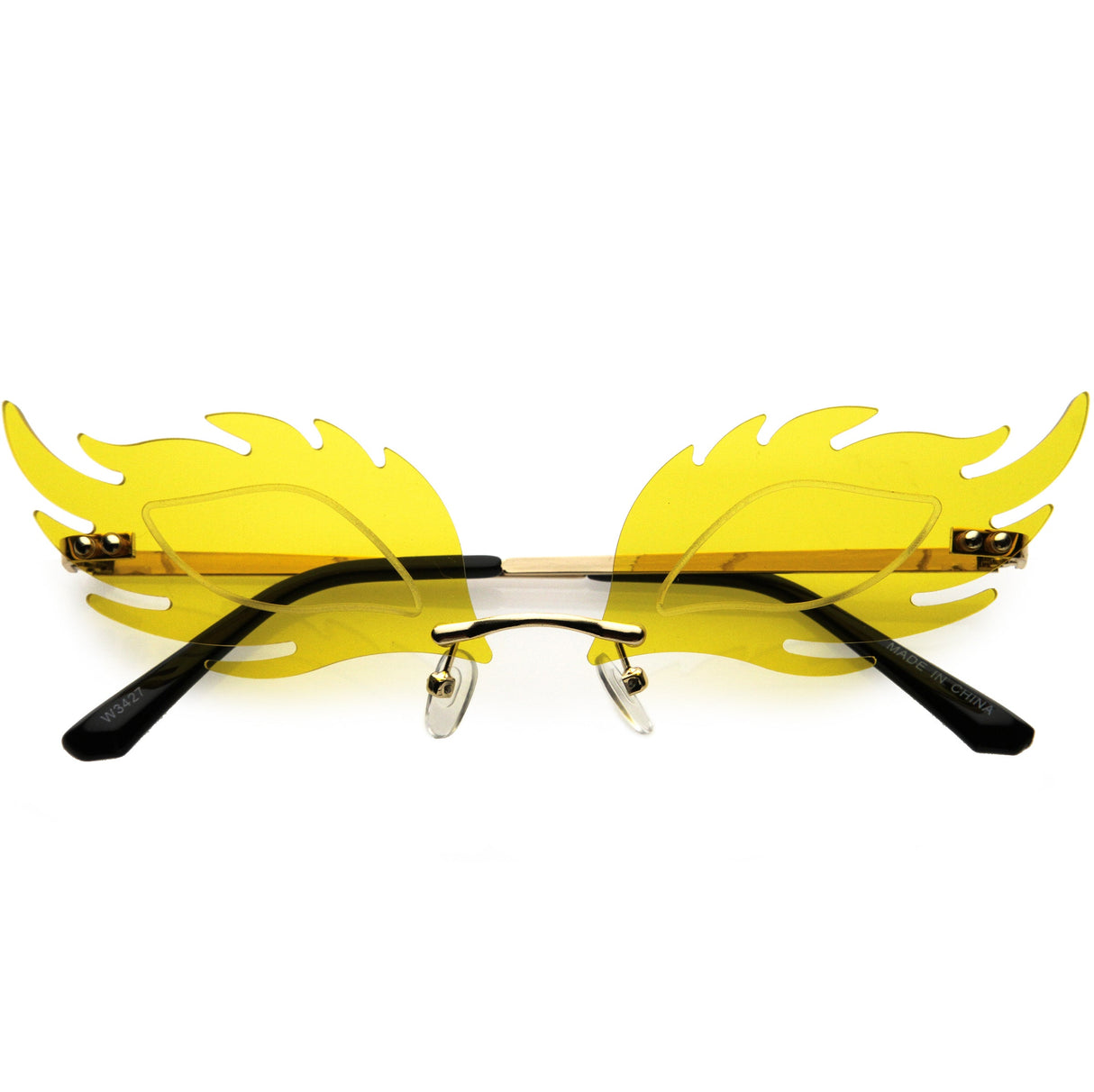 Aesthetically Elegant Fire Bevelled Masquerade Detail Flame Shaped Sunglasses D076 from zeroUV