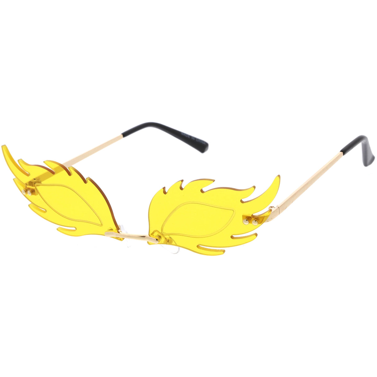 Aesthetically Elegant Fire Bevelled Masquerade Detail Flame Shaped Sunglasses D076 from zeroUV