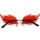 Aesthetically Elegant Fire Bevelled Masquerade Detail Flame Shaped Sunglasses D076 from zeroUV