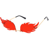Aesthetically Elegant Fire Bevelled Masquerade Detail Flame Shaped Sunglasses D076 from zeroUV