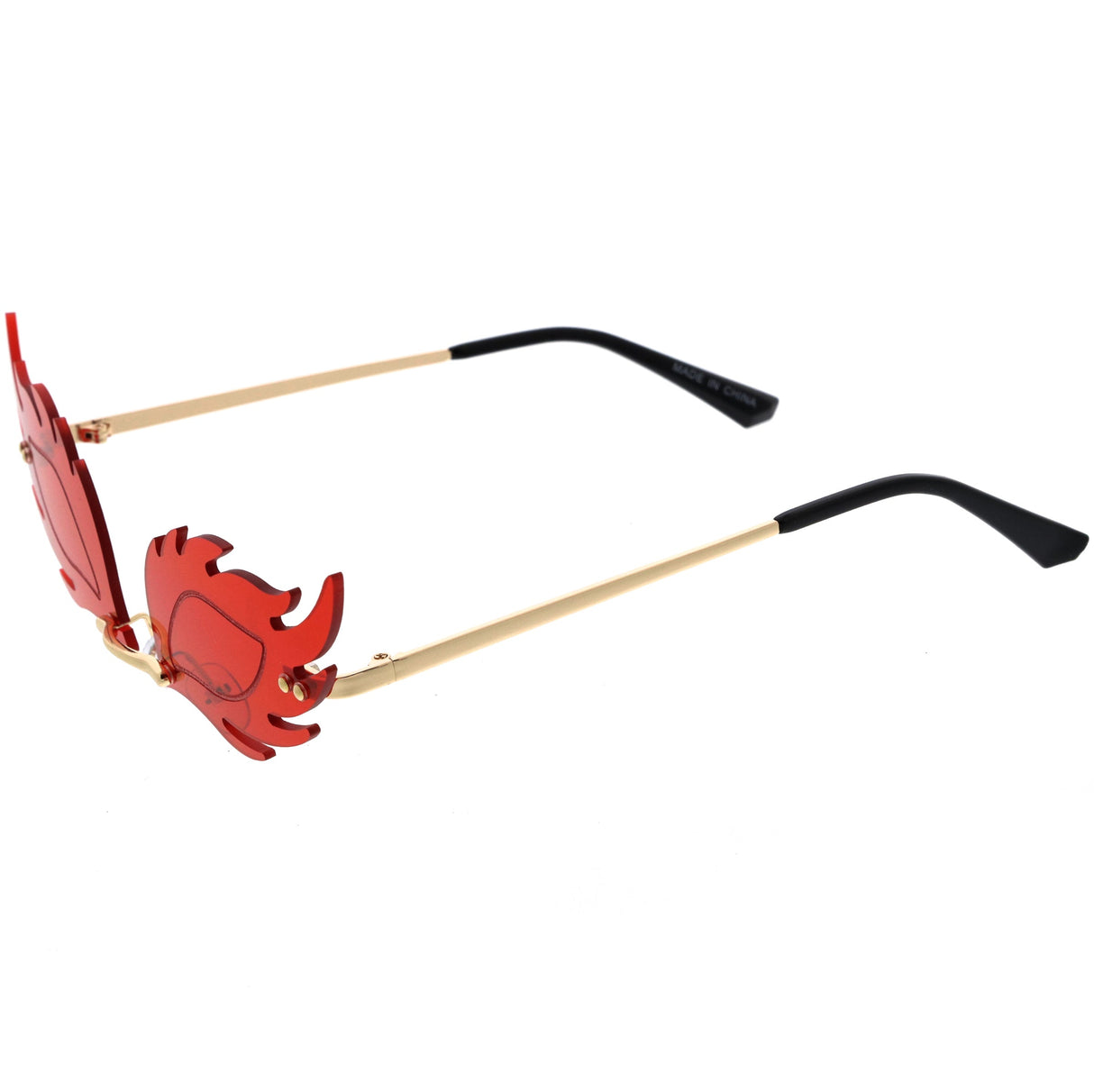 Aesthetically Elegant Fire Bevelled Masquerade Detail Flame Shaped Sunglasses D076 from zeroUV