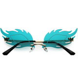 Aesthetically Elegant Fire Bevelled Masquerade Detail Flame Shaped Sunglasses D076 from zeroUV