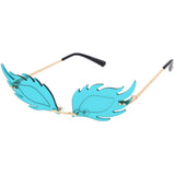 Aesthetically Elegant Fire Bevelled Masquerade Detail Flame Shaped Sunglasses D076 from zeroUV
