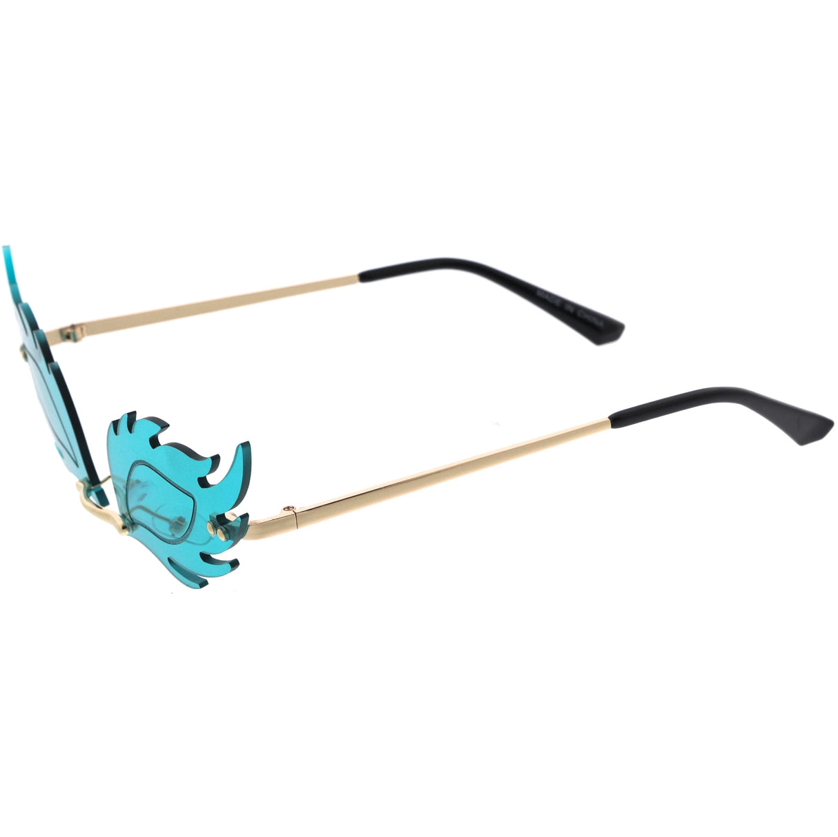 Aesthetically Elegant Fire Bevelled Masquerade Detail Flame Shaped Sunglasses D076 from zeroUV