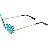 Aesthetically Elegant Fire Bevelled Masquerade Detail Flame Shaped Sunglasses D076 from zeroUV