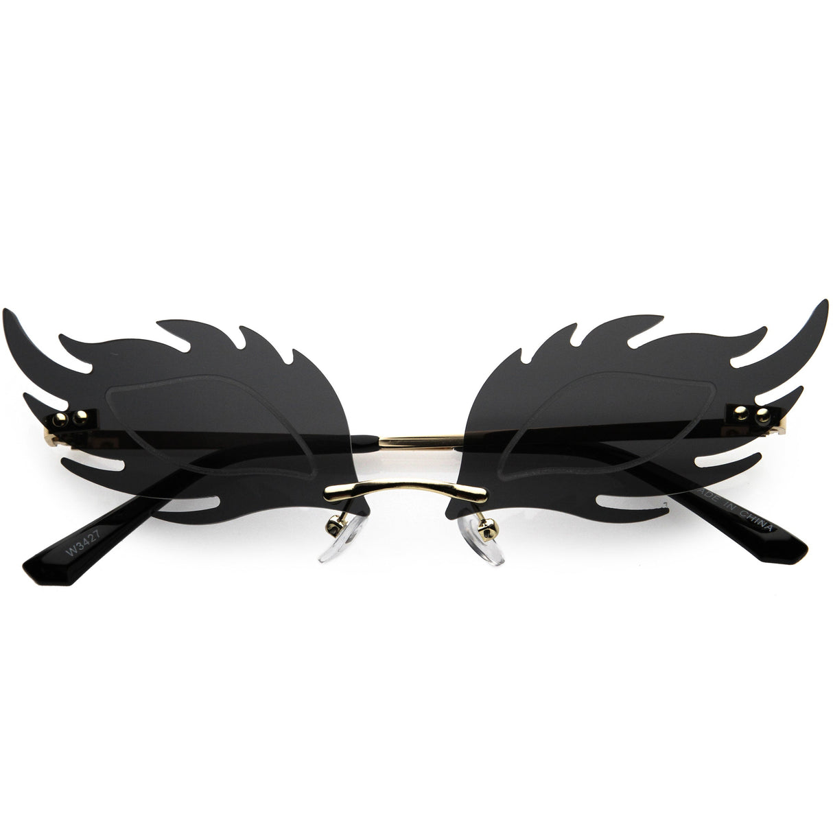 Aesthetically Elegant Fire Bevelled Masquerade Detail Flame Shaped Sunglasses D076 from zeroUV