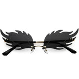 Aesthetically Elegant Fire Bevelled Masquerade Detail Flame Shaped Sunglasses D076 from zeroUV