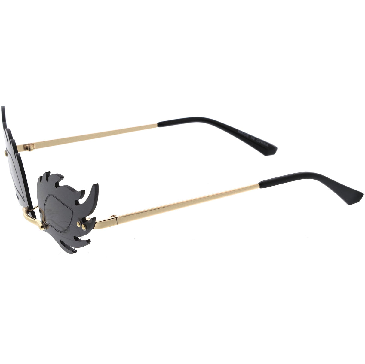 Aesthetically Elegant Fire Bevelled Masquerade Detail Flame Shaped Sunglasses D076 from zeroUV