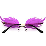 Aesthetically Elegant Fire Bevelled Masquerade Detail Flame Shaped Sunglasses D076 from zeroUV