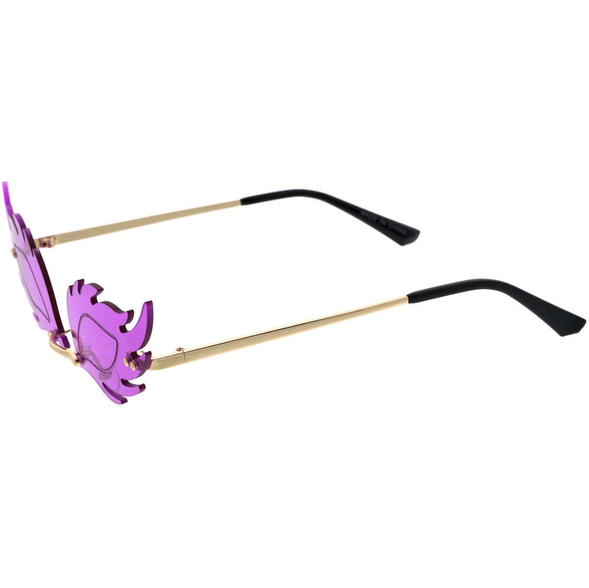 Aesthetically Elegant Fire Bevelled Masquerade Detail Flame Shaped Sunglasses D076 from zeroUV