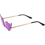 Aesthetically Elegant Fire Bevelled Masquerade Detail Flame Shaped Sunglasses D076 from zeroUV
