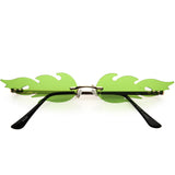 Bold Fire Flaming Shape Color Tinted Lens Rimless Flames Sunglasses D080 from zeroUV
