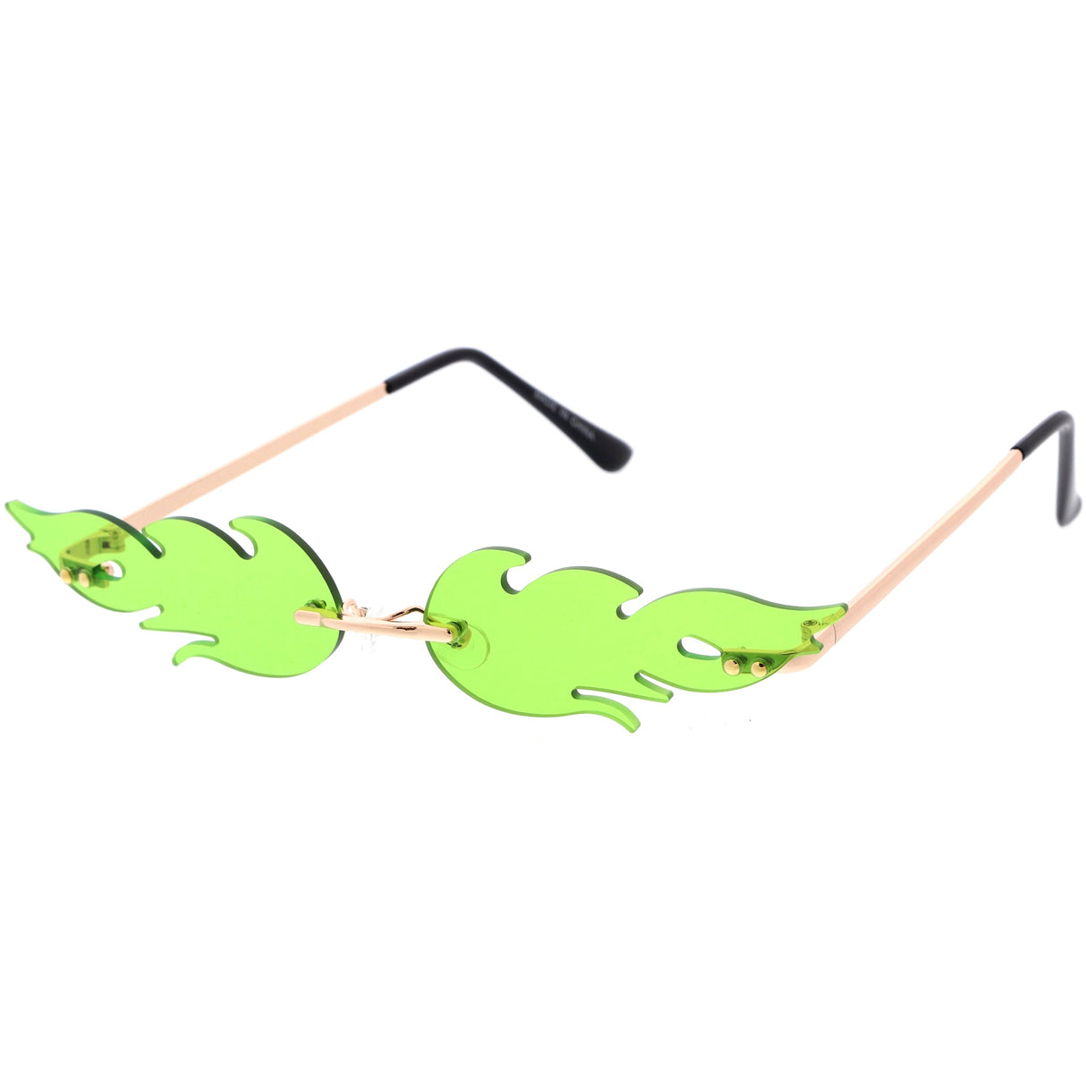 Bold Fire Flaming Shape Color Tinted Lens Rimless Flames Sunglasses D080 from zeroUV