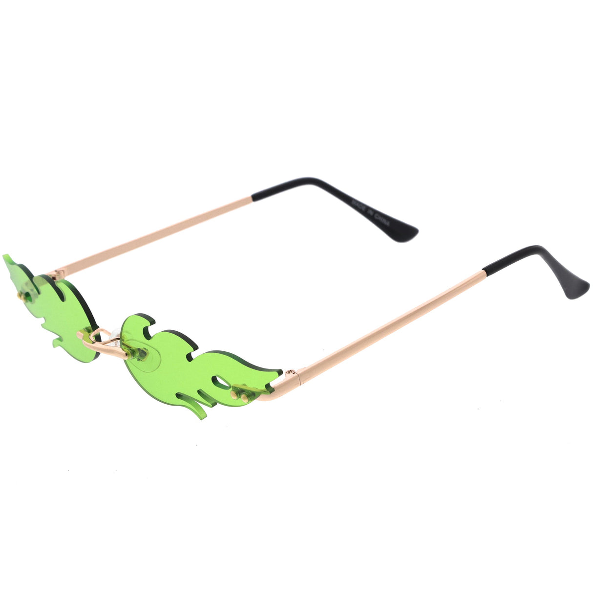 Bold Fire Flaming Shape Color Tinted Lens Rimless Flames Sunglasses D080 from zeroUV