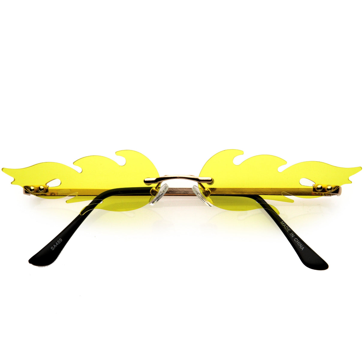 Bold Fire Flaming Shape Color Tinted Lens Rimless Flames Sunglasses D080 from zeroUV