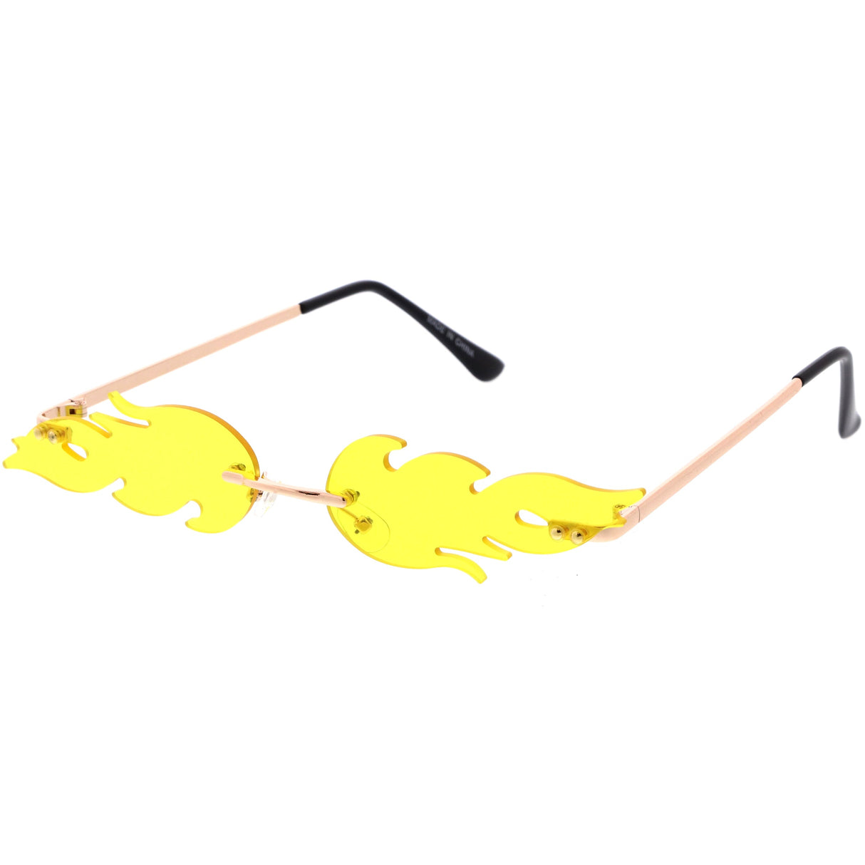 Bold Fire Flaming Shape Color Tinted Lens Rimless Flames Sunglasses D080 from zeroUV