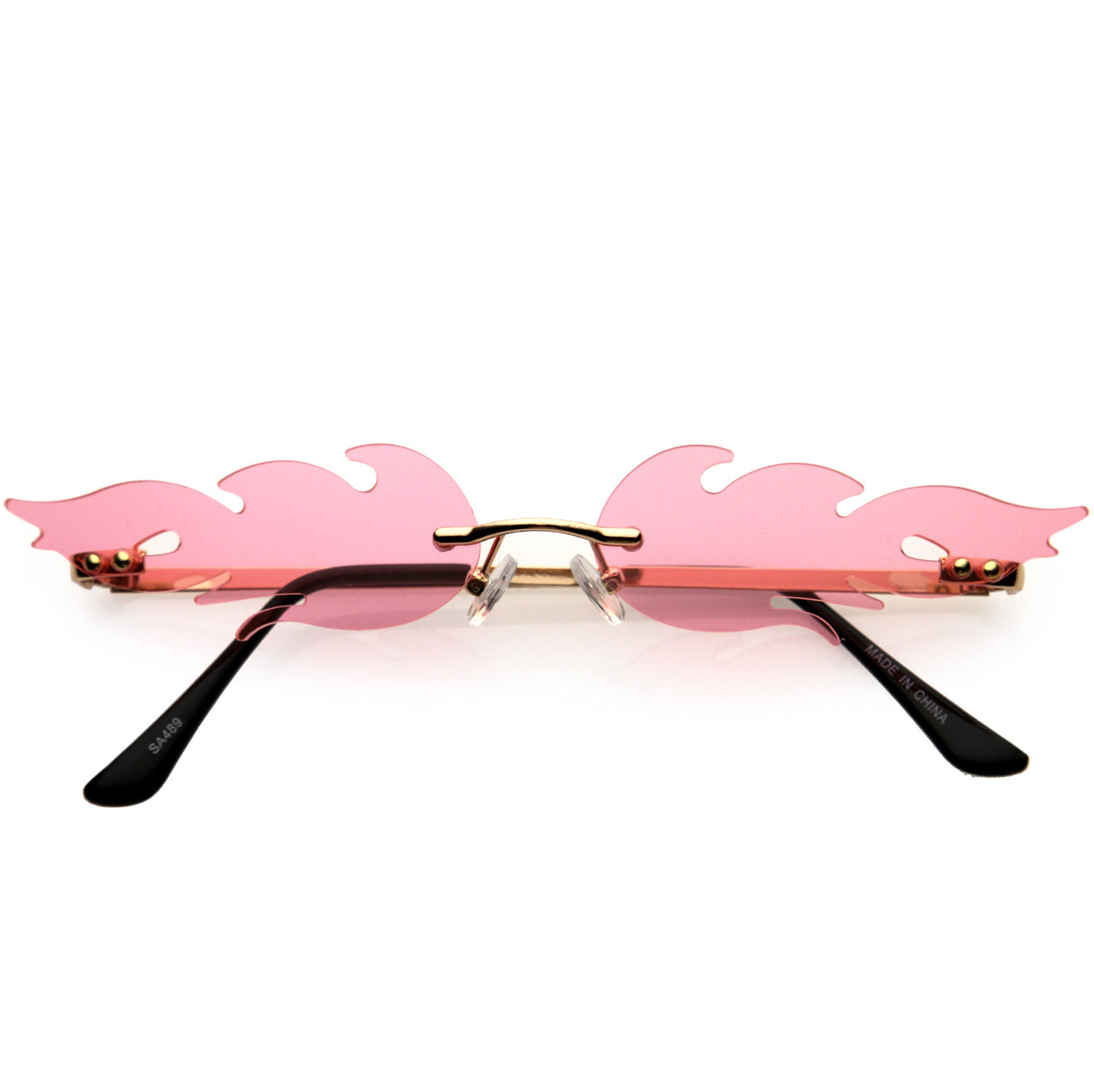 Bold Fire Flaming Shape Color Tinted Lens Rimless Flames Sunglasses D080 from zeroUV