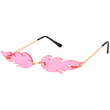 Bold Fire Flaming Shape Color Tinted Lens Rimless Flames Sunglasses D080 from zeroUV