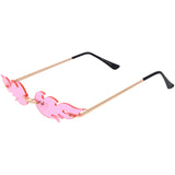 Bold Fire Flaming Shape Color Tinted Lens Rimless Flames Sunglasses D080 from zeroUV