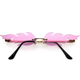 Bold Fire Flaming Shape Color Tinted Lens Rimless Flames Sunglasses D080 from zeroUV