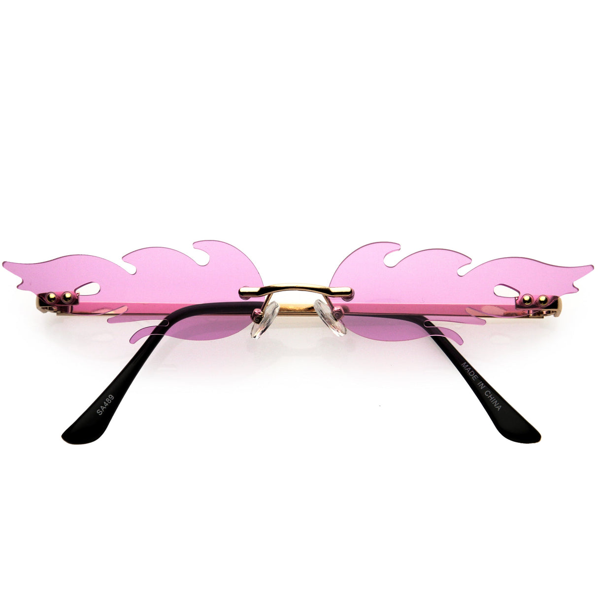 Bold Fire Flaming Shape Color Tinted Lens Rimless Flames Sunglasses D080 from zeroUV