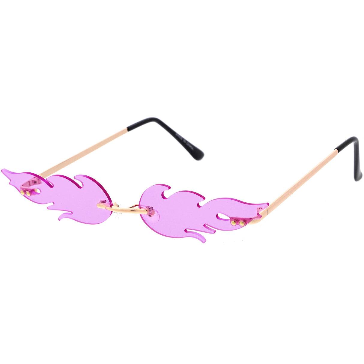 Bold Fire Flaming Shape Color Tinted Lens Rimless Flames Sunglasses D080 from zeroUV