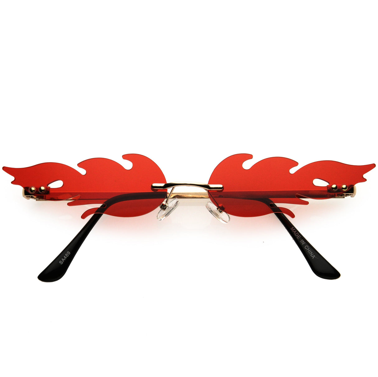 Bold Fire Flaming Shape Color Tinted Lens Rimless Flames Sunglasses D080 from zeroUV