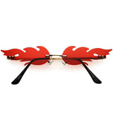 Bold Fire Flaming Shape Color Tinted Lens Rimless Flames Sunglasses D080 from zeroUV