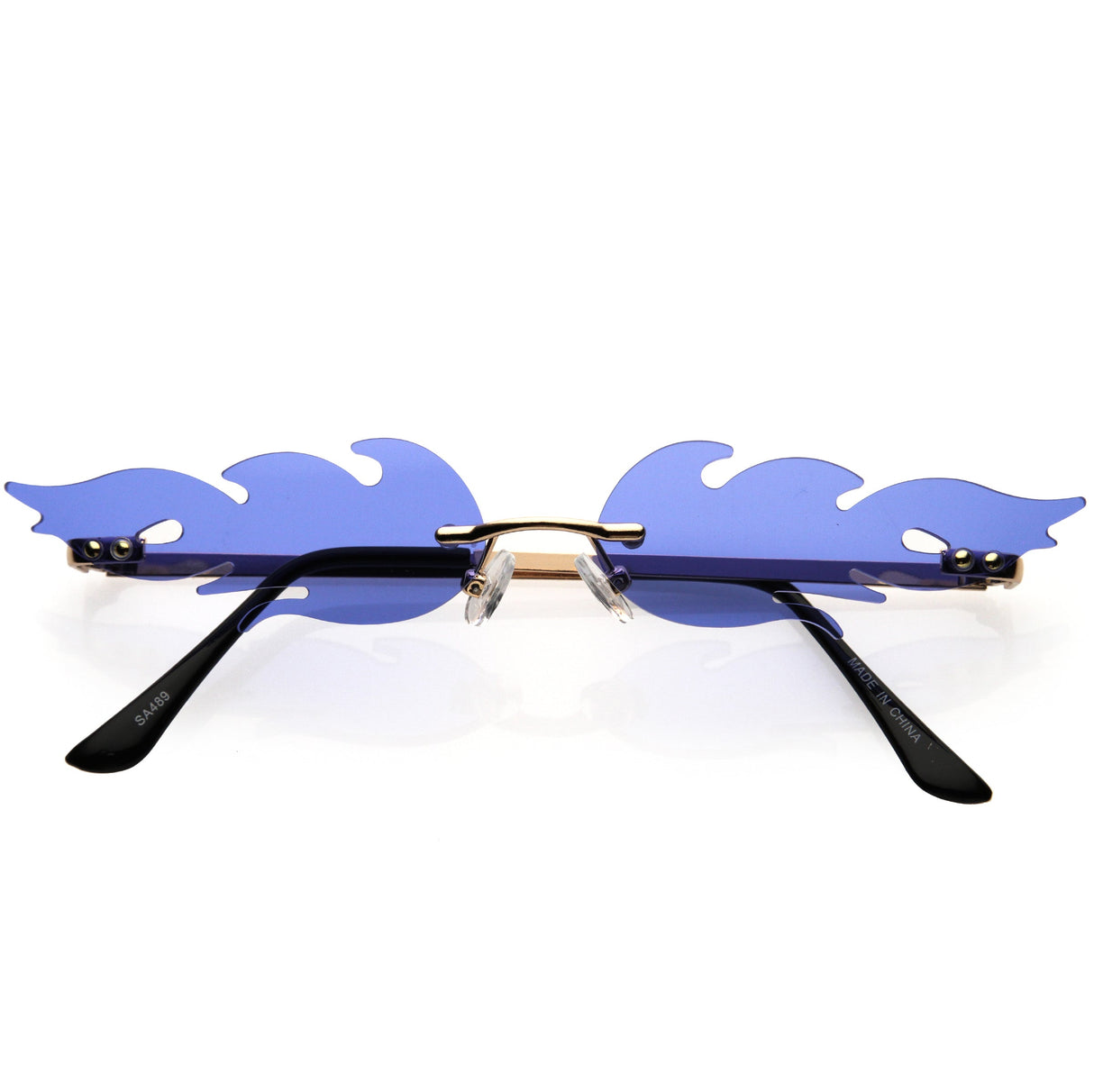 Bold Fire Flaming Shape Color Tinted Lens Rimless Flames Sunglasses D080 from zeroUV