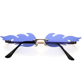 Bold Fire Flaming Shape Color Tinted Lens Rimless Flames Sunglasses D080 from zeroUV
