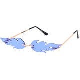 Bold Fire Flaming Shape Color Tinted Lens Rimless Flames Sunglasses D080 from zeroUV