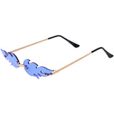 Bold Fire Flaming Shape Color Tinted Lens Rimless Flames Sunglasses D080 from zeroUV