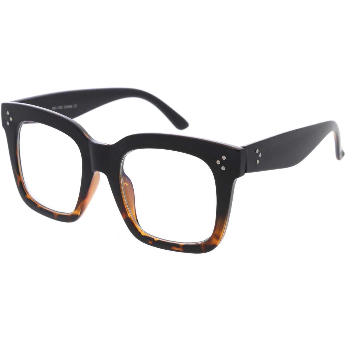 Bold Oversize Square Horn Rimmed Flat Lens Clear Glasses D093 from zeroUV