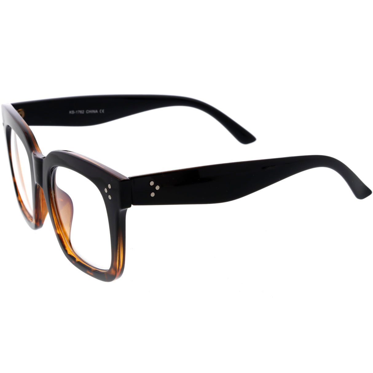 Bold Oversize Square Horn Rimmed Flat Lens Clear Glasses D093 from zeroUV