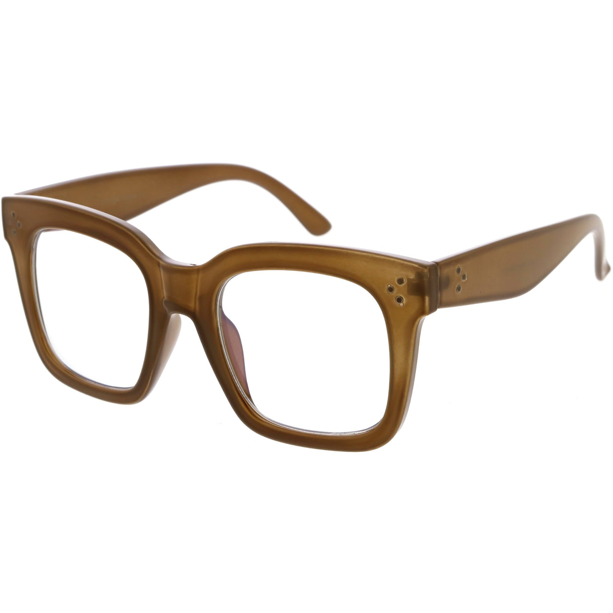 Bold Oversize Square Horn Rimmed Flat Lens Clear Glasses D093 from zeroUV