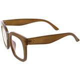 Bold Oversize Square Horn Rimmed Flat Lens Clear Glasses D093 from zeroUV