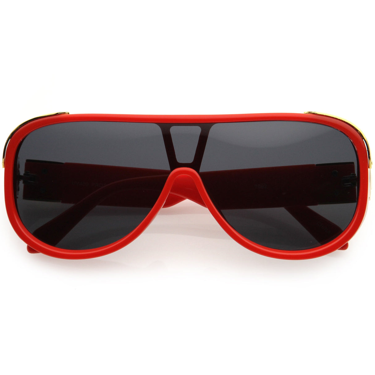 High Fashion Neutral Rounded Lens Flat Top Oversize Shield Sunglasses D101 from zeroUV