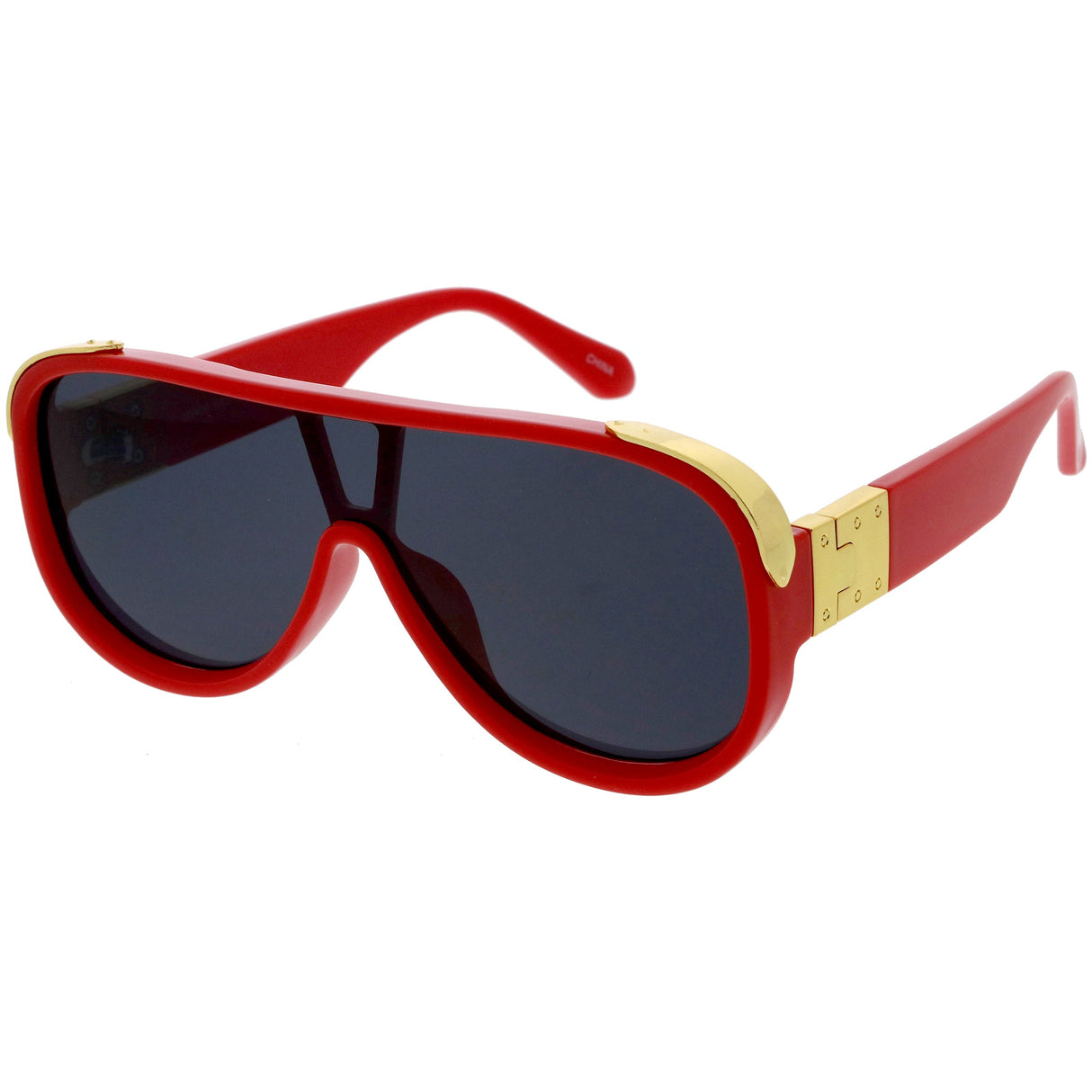 High Fashion Neutral Rounded Lens Flat Top Oversize Shield Sunglasses D101 from zeroUV