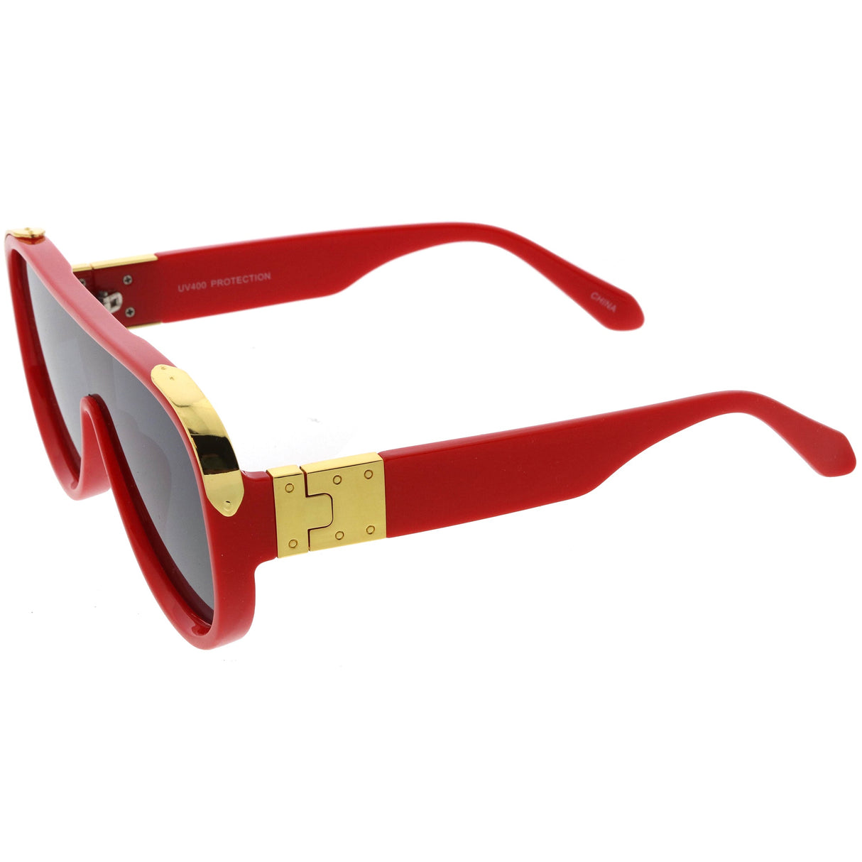 High Fashion Neutral Rounded Lens Flat Top Oversize Shield Sunglasses D101 from zeroUV