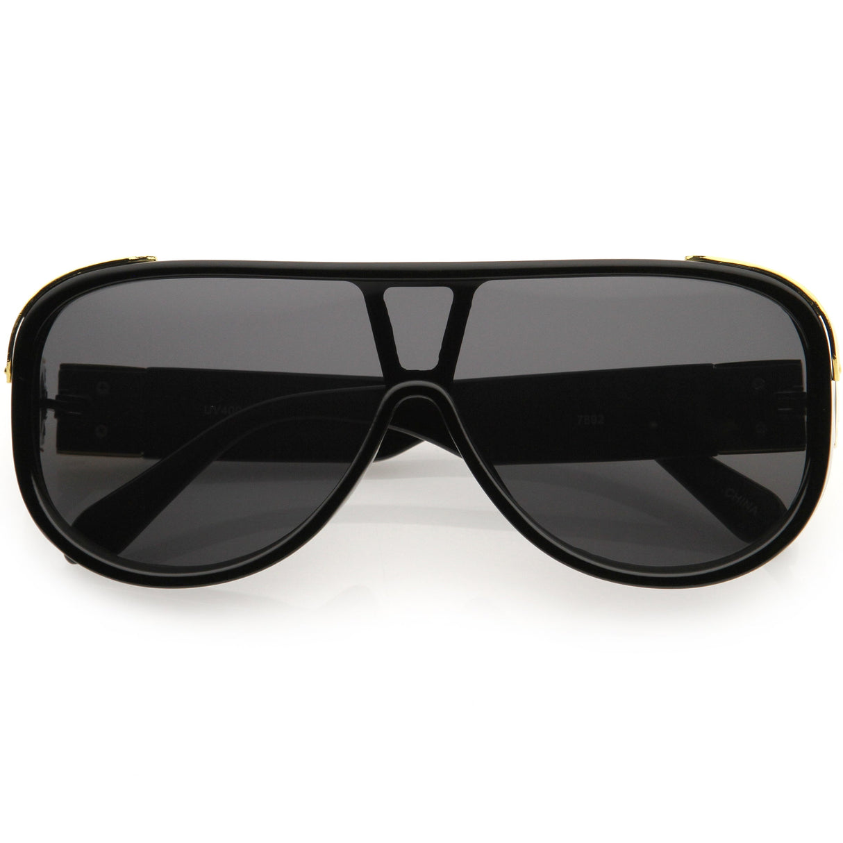 High Fashion Neutral Rounded Lens Flat Top Oversize Shield Sunglasses D101 from zeroUV
