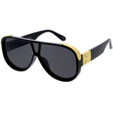 High Fashion Neutral Rounded Lens Flat Top Oversize Shield Sunglasses D101 from zeroUV
