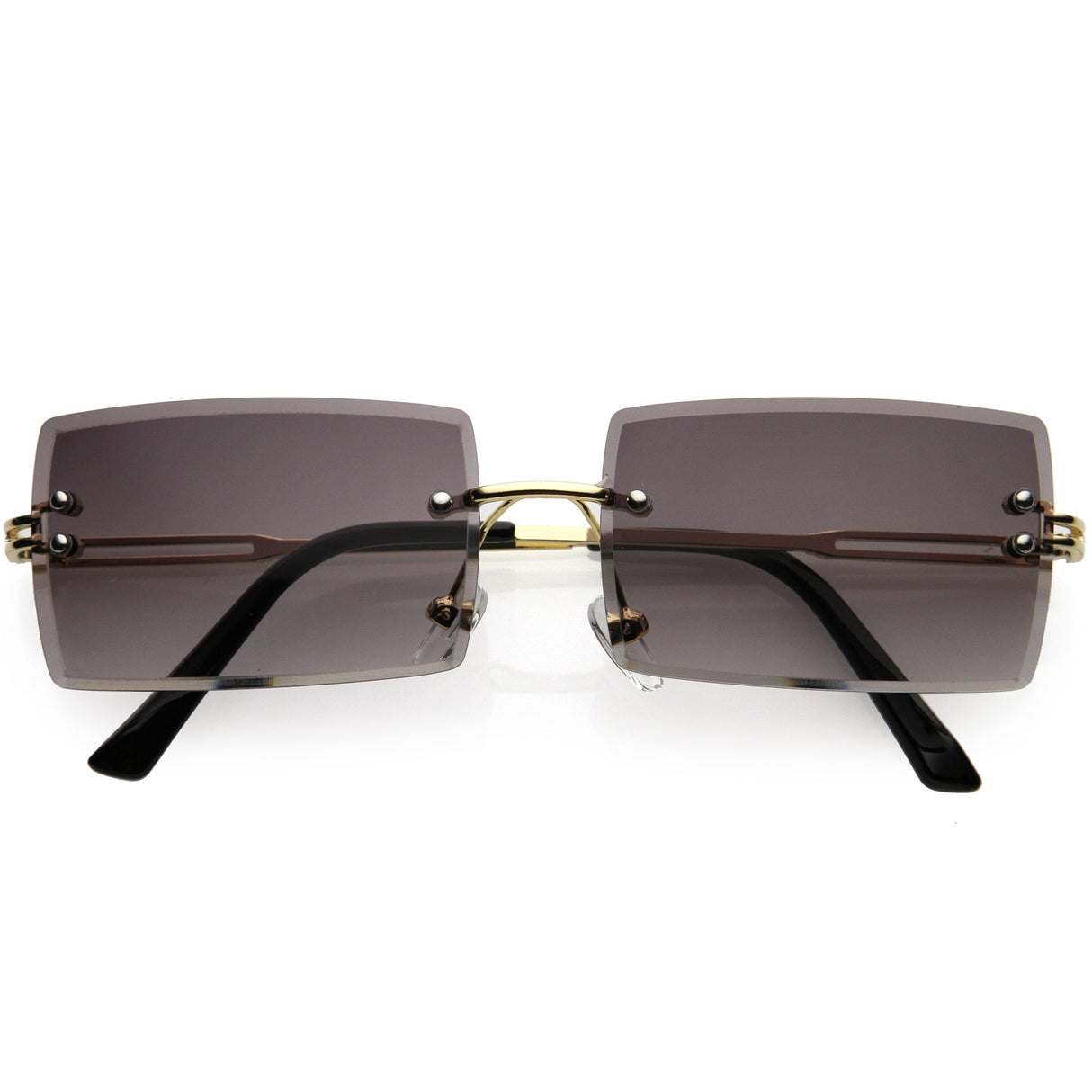 Luxe 90s Inspired Full Rimless Metal Accent Medium Square Sunglasses D108 from zeroUV