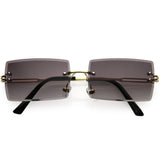 Luxe 90s Inspired Full Rimless Metal Accent Medium Square Sunglasses D108 from zeroUV
