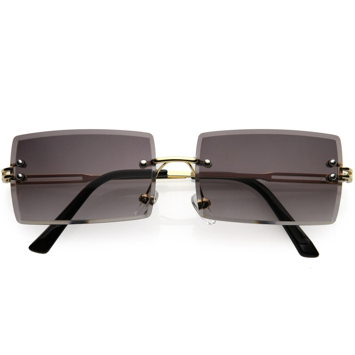 Luxe 90s Inspired Full Rimless Metal Accent Medium Square Sunglasses D108 from zeroUV