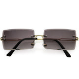 Luxe 90s Inspired Full Rimless Metal Accent Medium Square Sunglasses D108 from zeroUV
