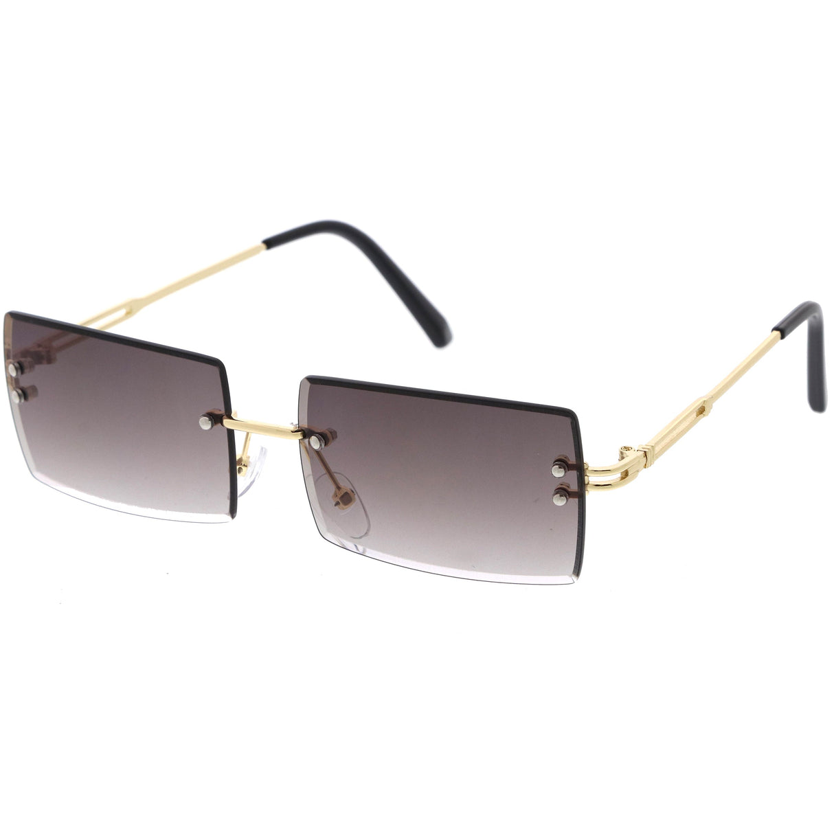 Luxe 90s Inspired Full Rimless Metal Accent Medium Square Sunglasses D108 from zeroUV
