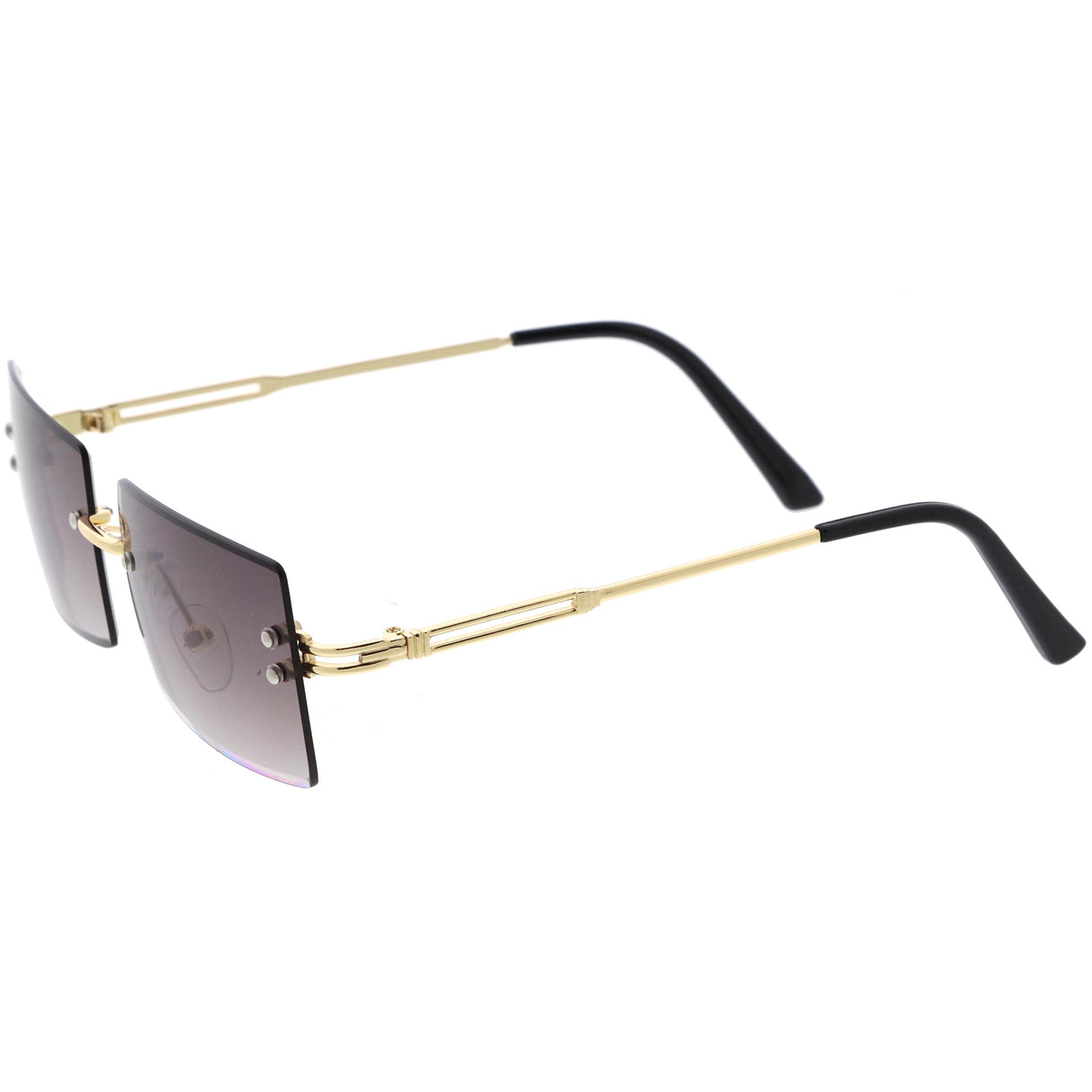 Luxe 90s Inspired Full Rimless Metal Accent Medium Square Sunglasses D108 from zeroUV